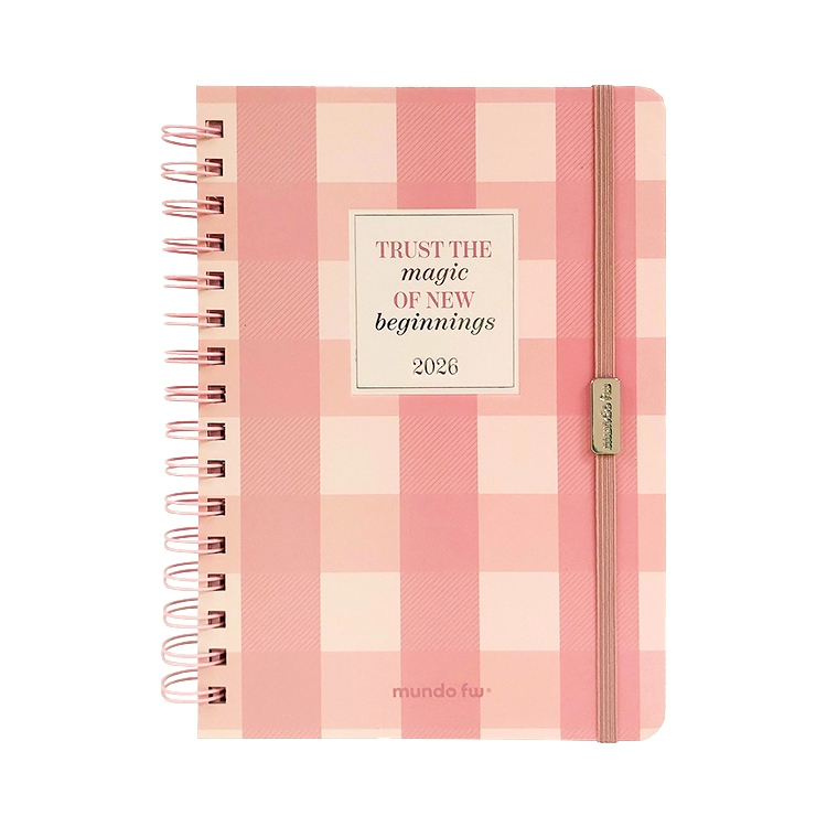 Agenda FW 2026 Pink Cuadros Semanal Espiralada 15x21 ARt.201964